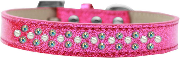 Sprinkles Ice Cream Dog Collar Pearl and AB Crystals Size 16 Pink