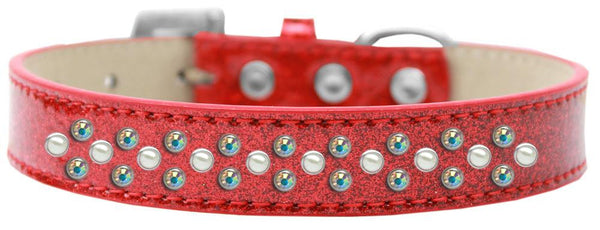 Sprinkles Ice Cream Dog Collar Pearl and AB Crystals Size 14 Red