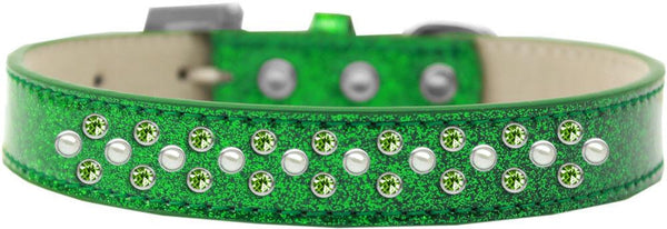 Sprinkles Ice Cream Dog Collar Pearl and Lime Green Crystals Size 12 Emerald Green