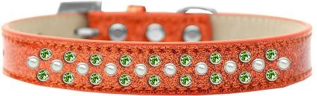 Sprinkles Ice Cream Dog Collar Pearl and Lime Green Crystals Size 16 Orange