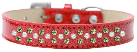 Sprinkles Ice Cream Dog Collar Pearl and Lime Green Crystals Size 12 Red