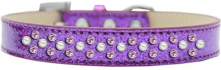 Sprinkles Ice Cream Dog Collar Pearl and Light Pink Crystals Size 12 Purple