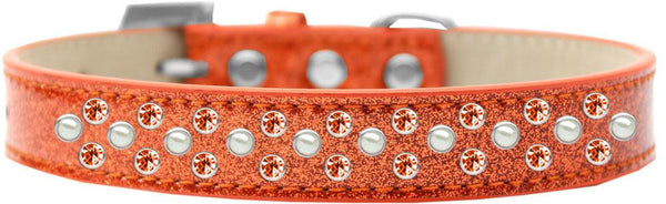 Sprinkles Ice Cream Dog Collar Pearl and Orange Crystals Size 12 Orange