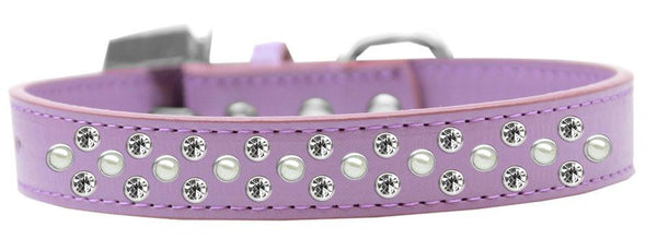 Sprinkles Dog Collar Pearl and Clear Crystals Size 20 Lavender