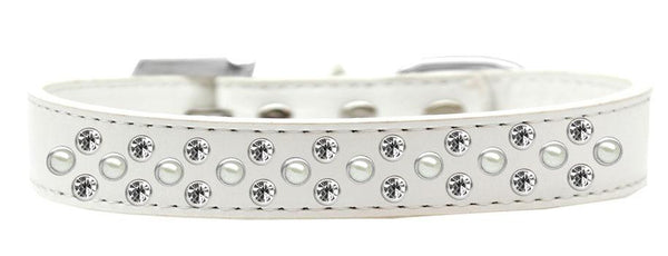 Sprinkles Dog Collar Pearl and Clear Crystals Size 18 White