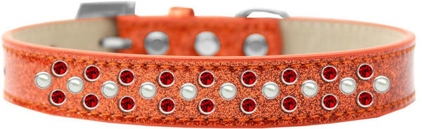 Sprinkles Ice Cream Dog Collar Pearl and Red Crystals Size 16 Orange