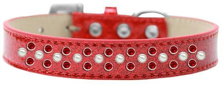 Sprinkles Ice Cream Dog Collar Pearl and Red Crystals Size 14 Red