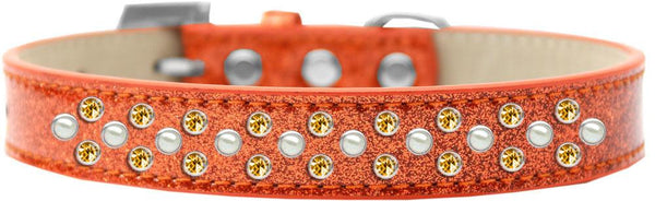 Sprinkles Ice Cream Dog Collar Pearl and Yellow Crystals Size 12 Orange