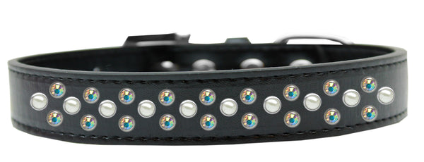 Sprinkles Dog Collar Pearl and AB Crystals Size 20 Black