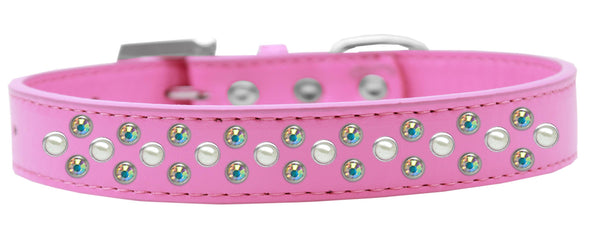 Sprinkles Dog Collar Pearl and AB Crystals Size 18 Bright Pink