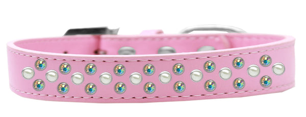 Sprinkles Dog Collar Pearl and AB Crystals Size 18 Light Pink