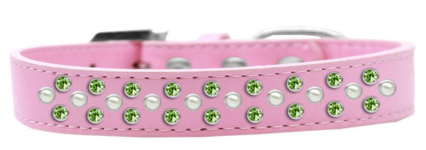 Sprinkles Dog Collar Pearl and Lime Green Crystals Size 16 Light Pink