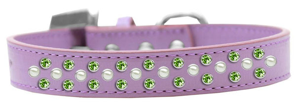 Sprinkles Dog Collar Pearl and Lime Green Crystals Size 16 Lavender