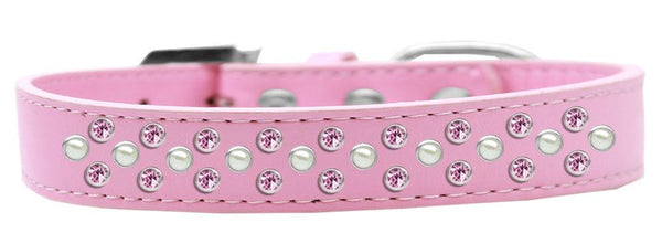 Sprinkles Dog Collar Pearl and Light Pink Crystals Size 16 Light Pink