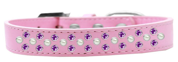 Sprinkles Dog Collar Pearl and Purple Crystals Size 18 Light Pink