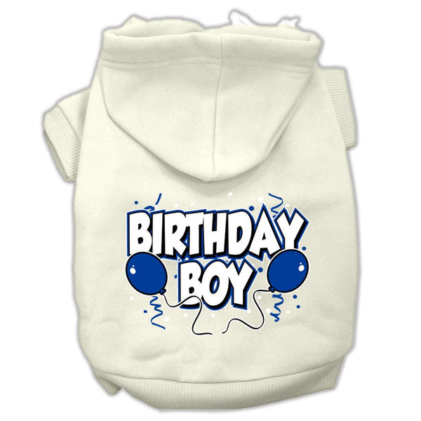 Birthday Boy Screen Print Pet Hoodies Cream Size Lg (14)