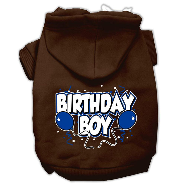 Birthday Boy Screen Print Pet Hoodies Brown Size XS (8)