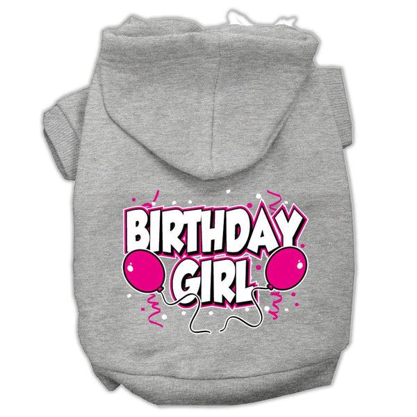 Birthday Girl Screen Print Pet Hoodies Grey Size XS (8)
