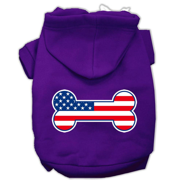 Bone Shaped American Flag Screen Print Pet Hoodies Purple Size XS (8)