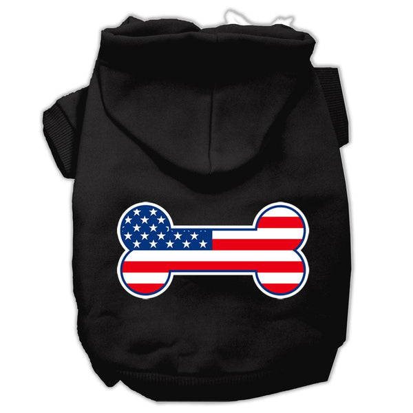 Bone Shaped American Flag Screen Print Pet Hoodies Black Size XXL (18)