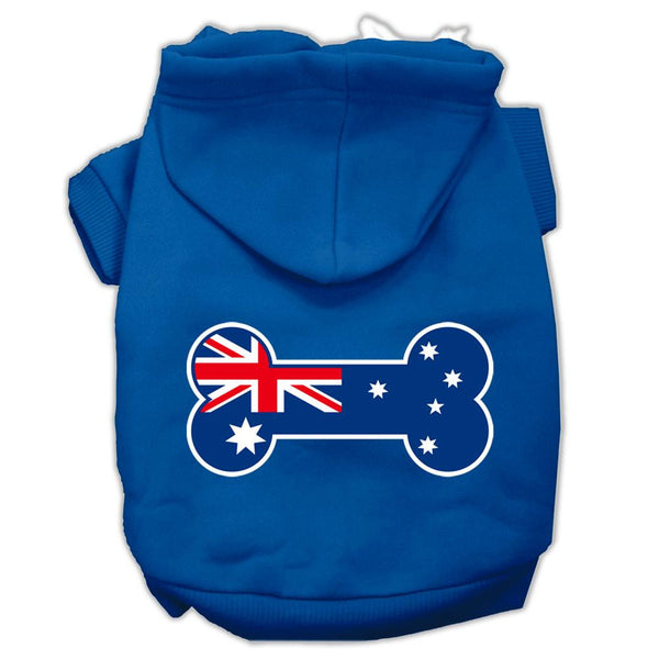 Bone Shaped Australian Flag Screen Print Pet Hoodies Blue Size XS (8)