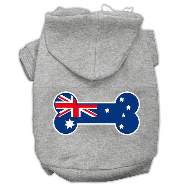 Bone Shaped Australian Flag Screen Print Pet Hoodies Grey XS (8)