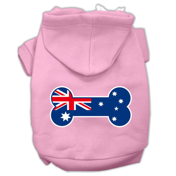 Bone Shaped Australian Flag Screen Print Pet Hoodies Light Pink Size XS (8)