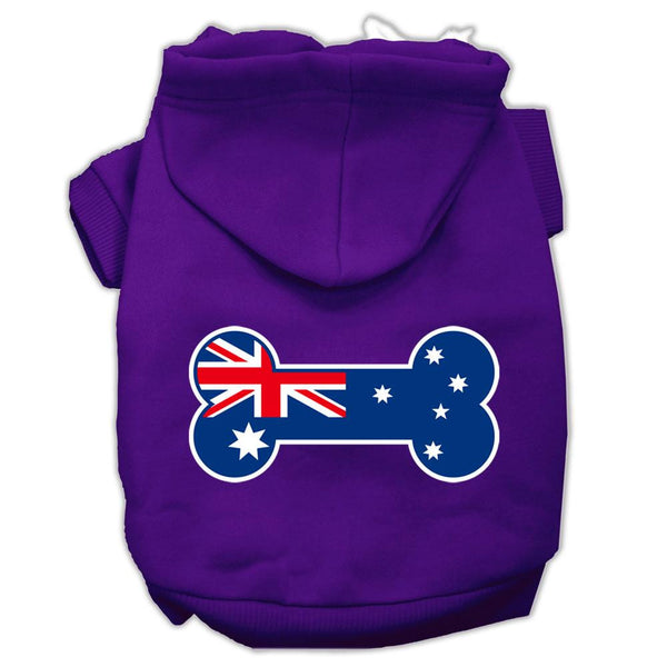 Bone Shaped Australian Flag Screen Print Pet Hoodies Purple XS (8)