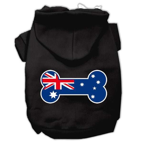 Bone Shaped Australian Flag Screen Print Pet Hoodies Black XXL (18)