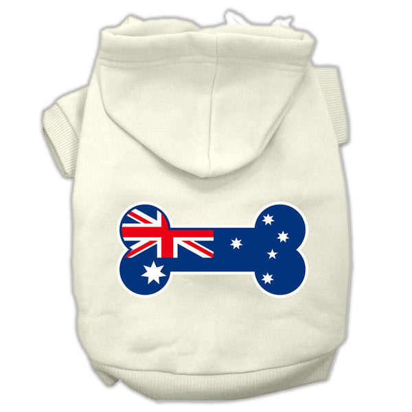 Bone Shaped Australian Flag Screen Print Pet Hoodies Cream Size XXL (18)