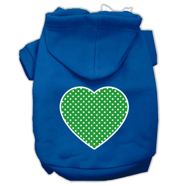 Green Swiss Dot Heart Screen Print Pet Hoodies Blue Size Lg (14)