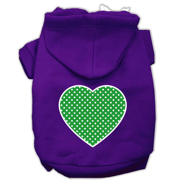 Green Swiss Dot Heart Screen Print Pet Hoodies Purple Size Med (12)