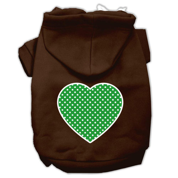 Green Swiss Dot Heart Screen Print Pet Hoodies Brown Size XXXL (20)