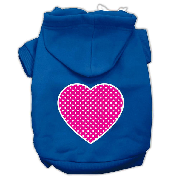 Pink Swiss Dot Heart Screen Print Pet Hoodies Blue Size Lg (14)