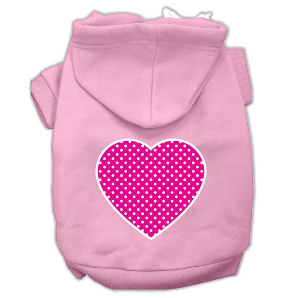 Pink Swiss Dot Heart Screen Print Pet Hoodies Light Pink Size XS (8)