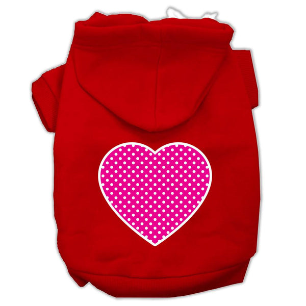 Pink Swiss Dot Heart Screen Print Pet Hoodies Red Size XXL (18)