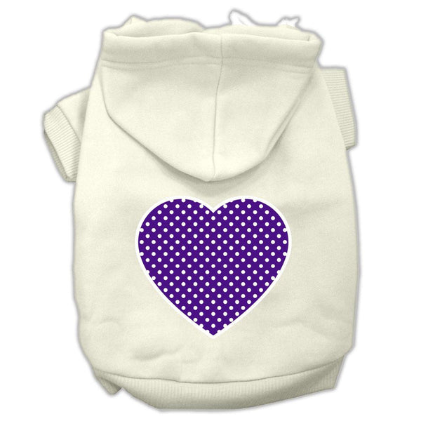 Purple Swiss Dot Heart Screen Print Pet Hoodies Cream Size L (14)