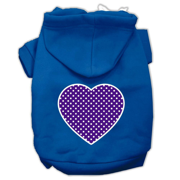 Purple Swiss Dot Heart Screen Print Pet Hoodies Blue Size XS (8)