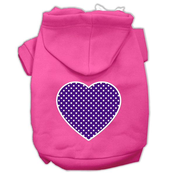 Purple Swiss Dot Heart Screen Print Pet Hoodies Bright Pink Size XS (8)