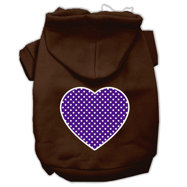 Purple Swiss Dot Heart Screen Print Pet Hoodies Brown Size XS (8)