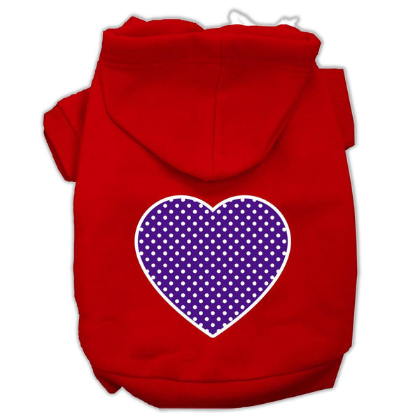 Purple Swiss Dot Heart Screen Print Pet Hoodies Red Size XS (8)