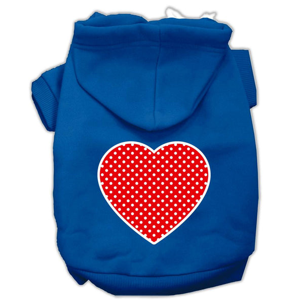 Red Swiss Dot Heart Screen Print Pet Hoodies Blue Size XS (8)