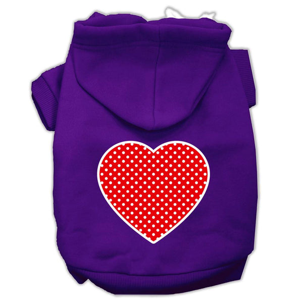 Red Swiss Dot Heart Screen Print Pet Hoodies Purple Size XS (8)