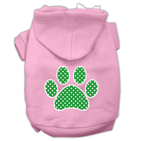 Green Swiss Dot Paw Screen Print Pet Hoodies Light Pink Size Lg (14)