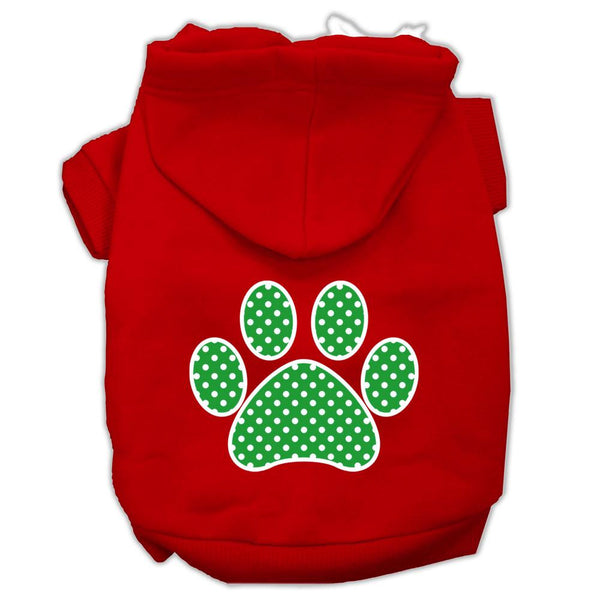 Green Swiss Dot Paw Screen Print Pet Hoodies Red Size Lg (14)