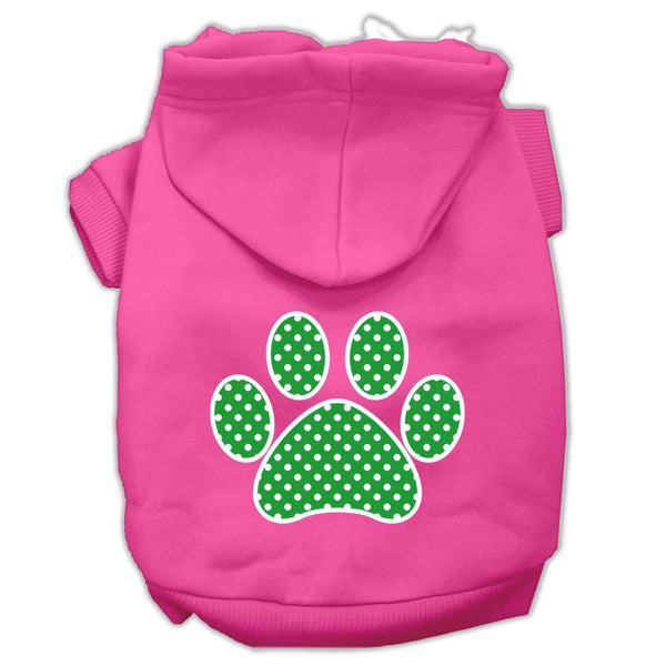 Green Swiss Dot Paw Screen Print Pet Hoodies Bright Pink Size Med (12)