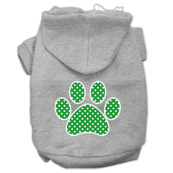 Green Swiss Dot Paw Screen Print Pet Hoodies Grey Size Med (12)