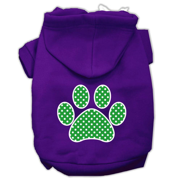 Green Swiss Dot Paw Screen Print Pet Hoodies Purple Size Sm (10)