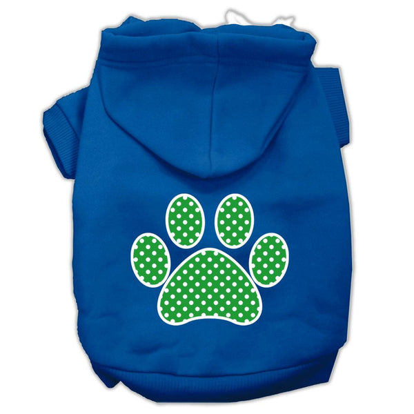 Green Swiss Dot Paw Screen Print Pet Hoodies Blue Size XS (8)