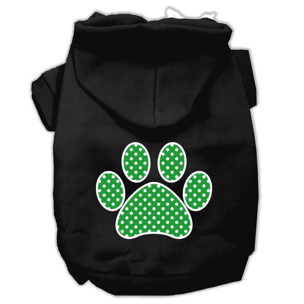 Green Swiss Dot Paw Screen Print Pet Hoodies Black Size XXXL (20)